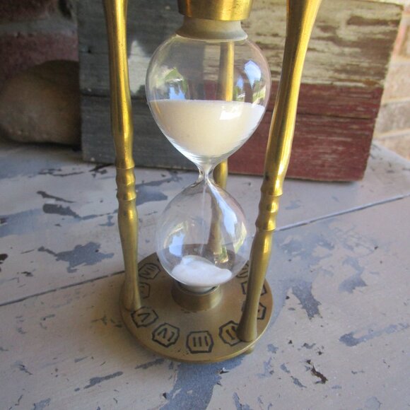 VINTAGE Brass Roman Numerals Astrological Zodiac Clock Hourglass - Picture 3 of 5